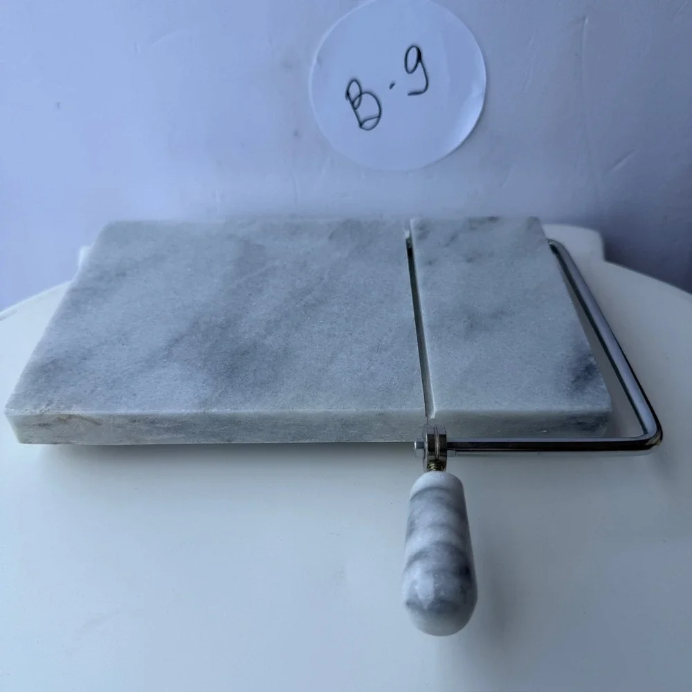 Vintage Marble Cheese Slicer with Stainless Steel Wire - Kitchen Tool B-9